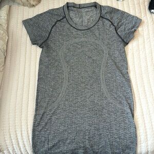 Black and White Lululemon Swiftly Tech Short Sleeve Shirt